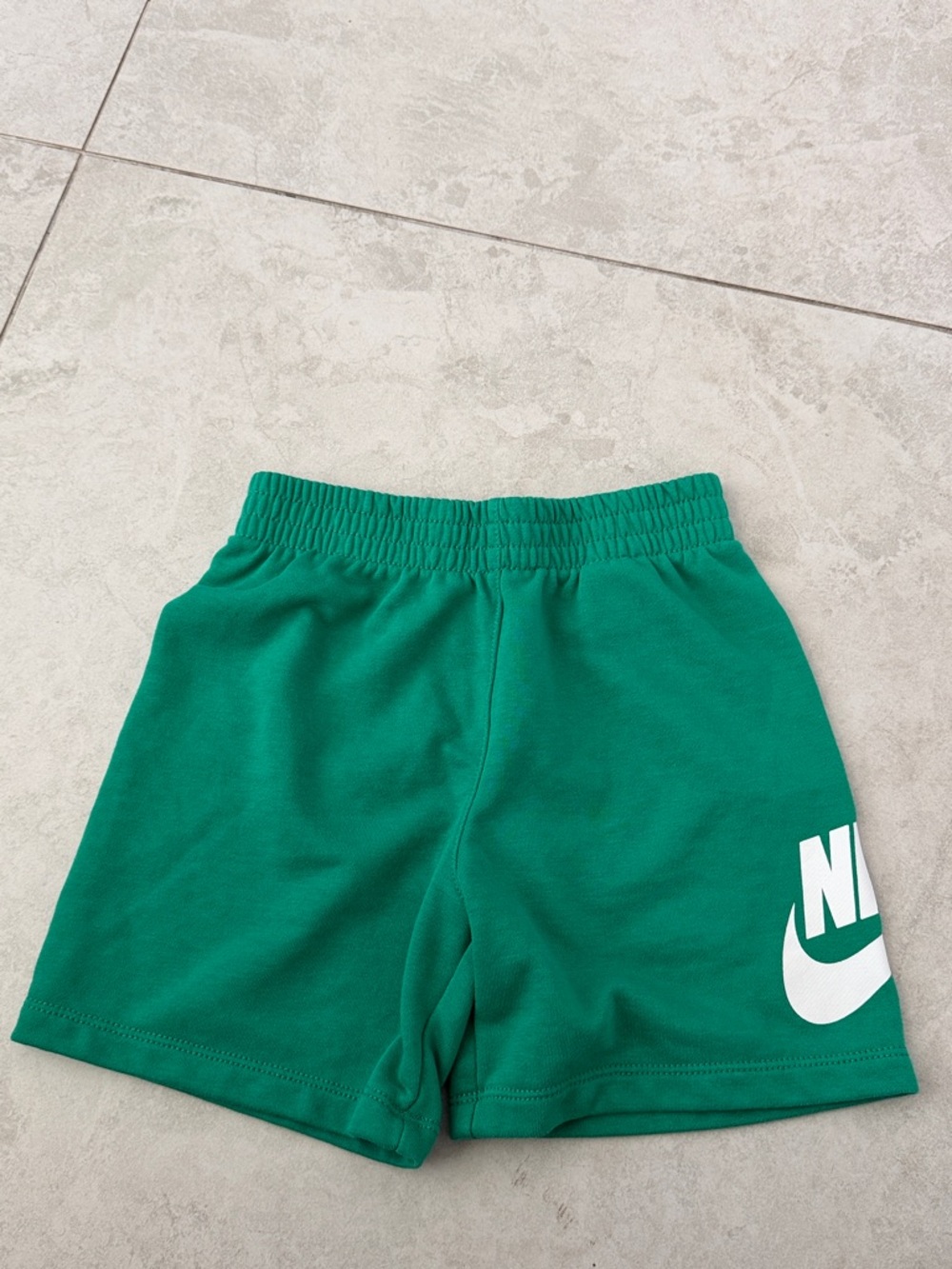 Nike Green Kids Athletic Shorts with White Swoosh